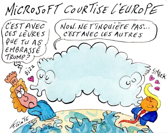 Dessin: Cloud : Microsoft veut affirmer son soutien aux Européens